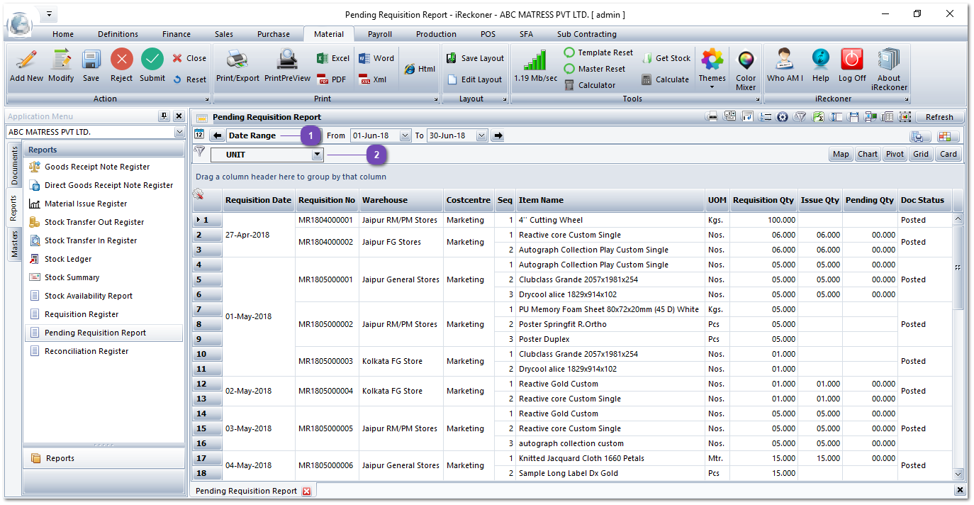 Pending Requisition Report