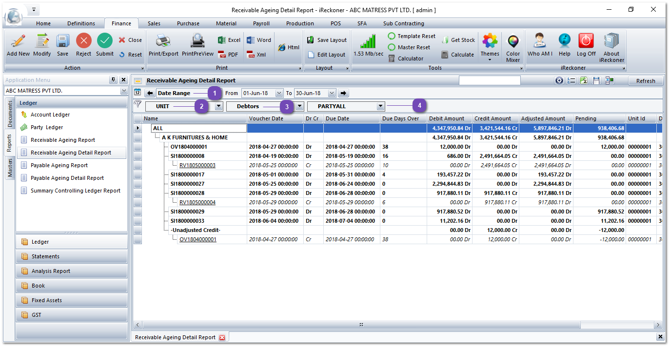Receivable Ageing Detail Report