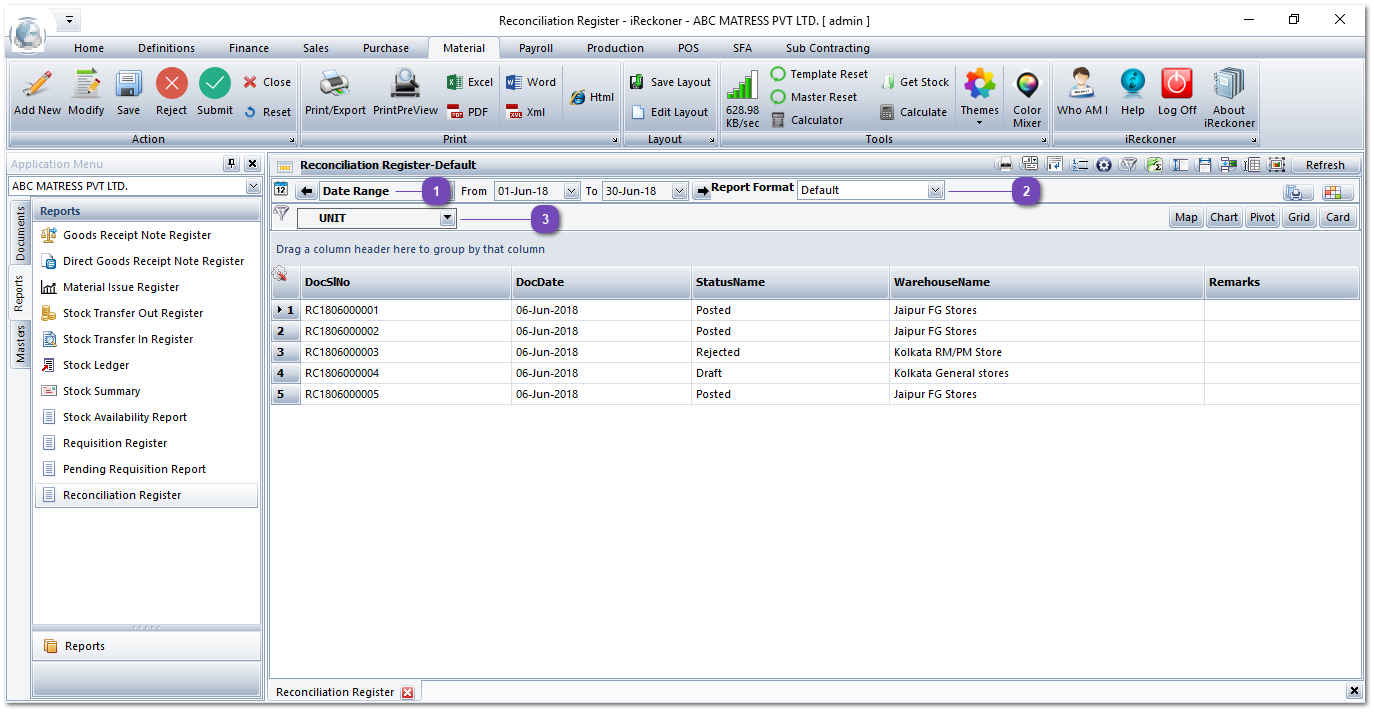 Reconciliation Register