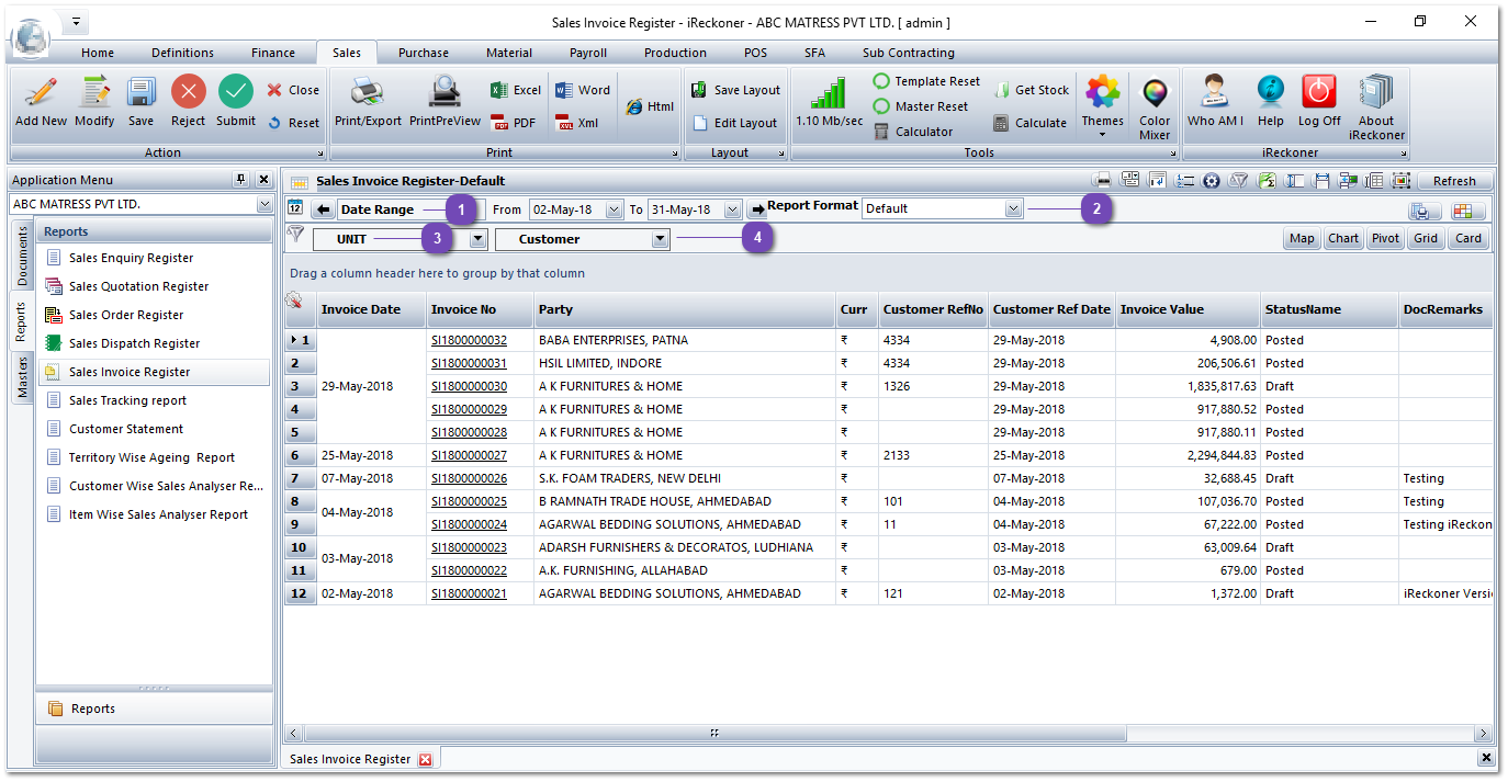 Sales Invoice Register
