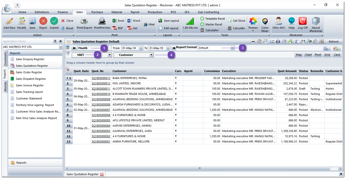 Sales Quotation Register
