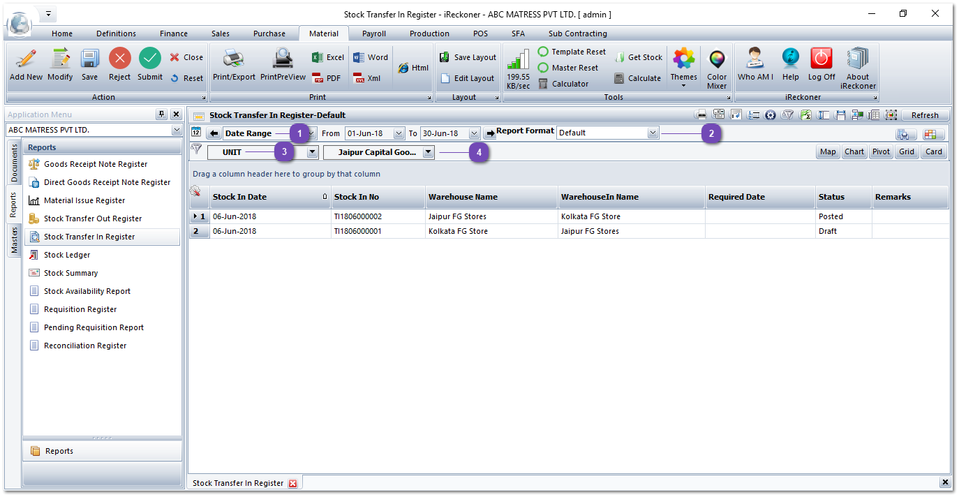 Stock Transfer In Register