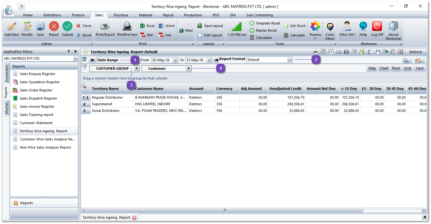 Territory Wise Ageing Report